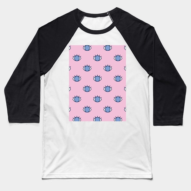 Blue Eyes Pattern Baseball T-Shirt by abstractocreate